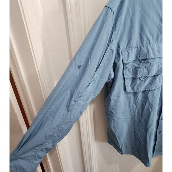 Gander Mountain Blue 2XLT Vented Button Down Fishing LS Shirt UV Sun Protection - Picture 5 of 16